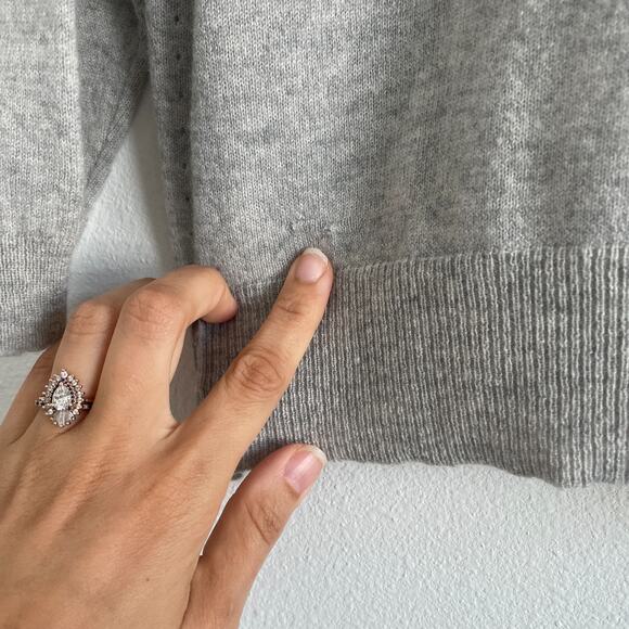 Autumn Cashmere Sweater Women XS Gray Cropped Boxy Knit Classic Casual Minimal - Picture 5 of 8